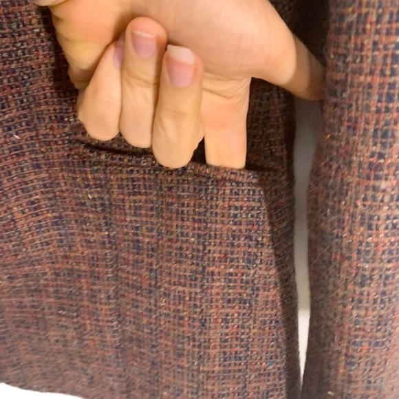 Vintage 60s Maroon Red Tweed Double Button Blazer Large - Picture 10 of 10